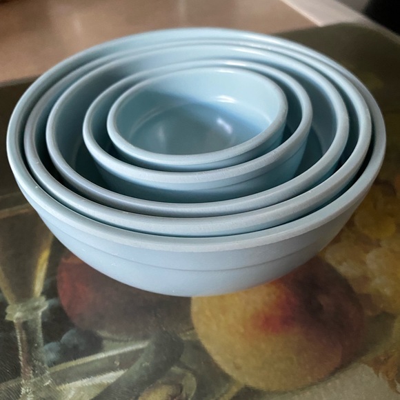 Vintage Melmac Blue 5 Piece Nesting Measuring Cups - Bowls Set - Picture 1 of 5